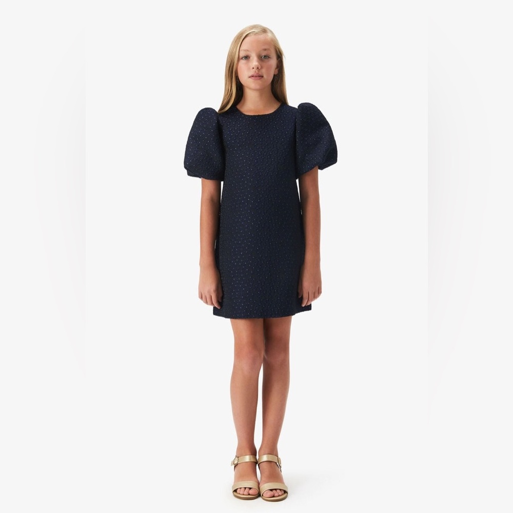 Bardot Girls Navy Puff-Sleeve Formal Dress